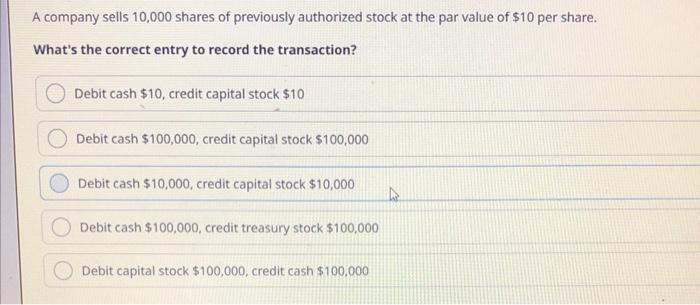 A company sells 10000 shares of previously