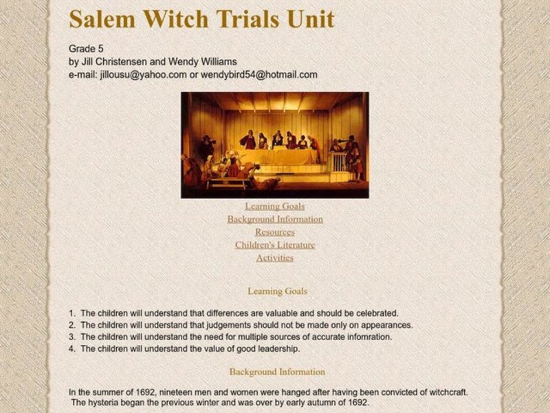 Lesson plan salem witch trials