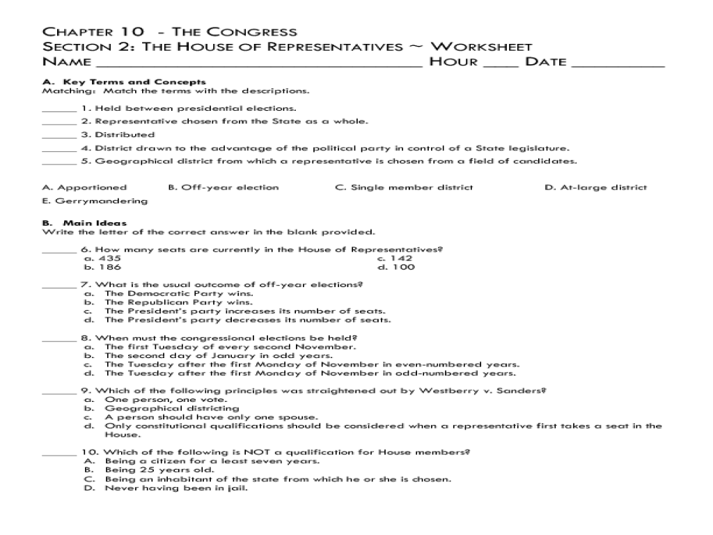 Congressional leadership answer key pdf